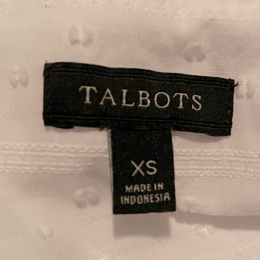 Talbots White Clip Dot Button Down Top, XS - Picture 5 of 8